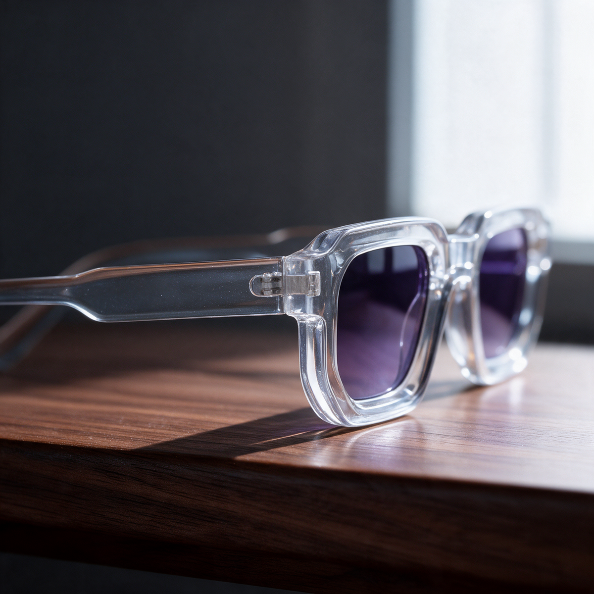 Devero Facette Sonnenbrille Kristall / Violett Verlauf – Seitenprofil