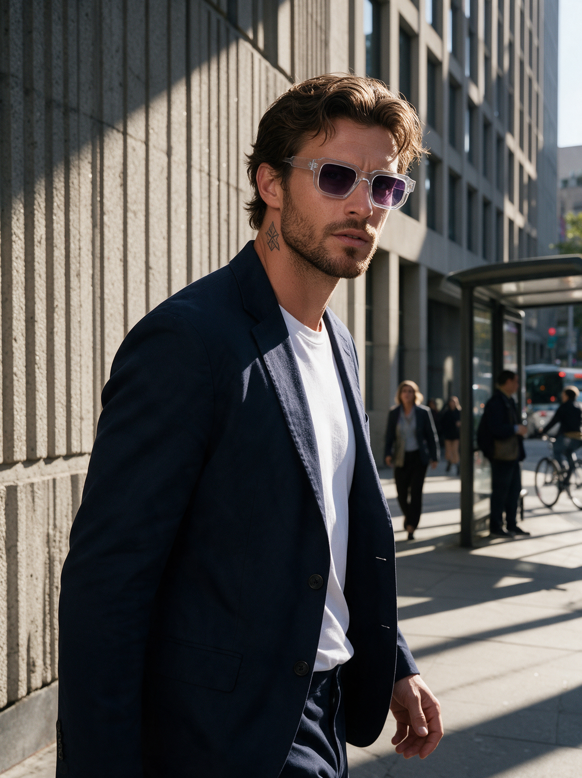 Devero Facette Sonnenbrille Kristall / Violett Verlauf – getragen