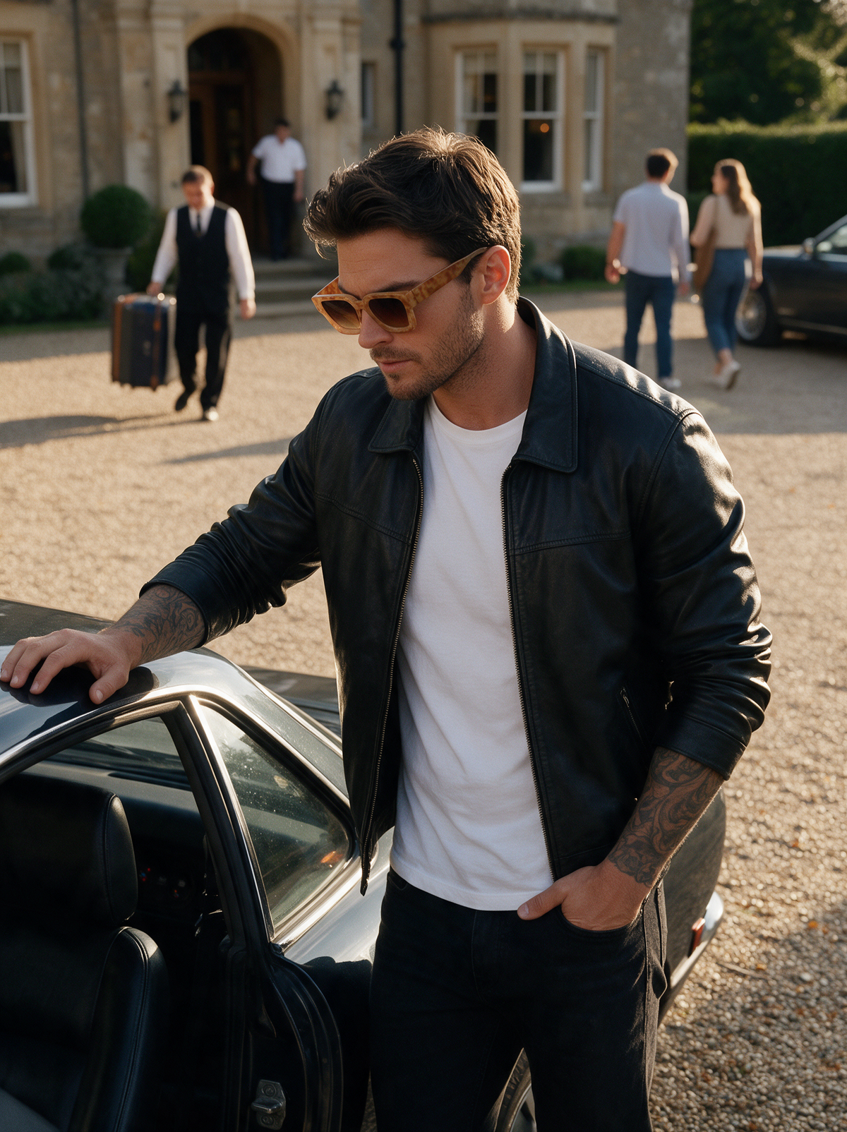 Devero Solis Sonnenbrille Marmor-Orange / Braun Verlauf – getragen