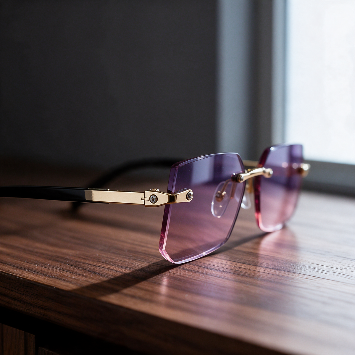 Devero Aria Sonnenbrille Gold / Violett-Rosé Verlauf – Seitenprofil