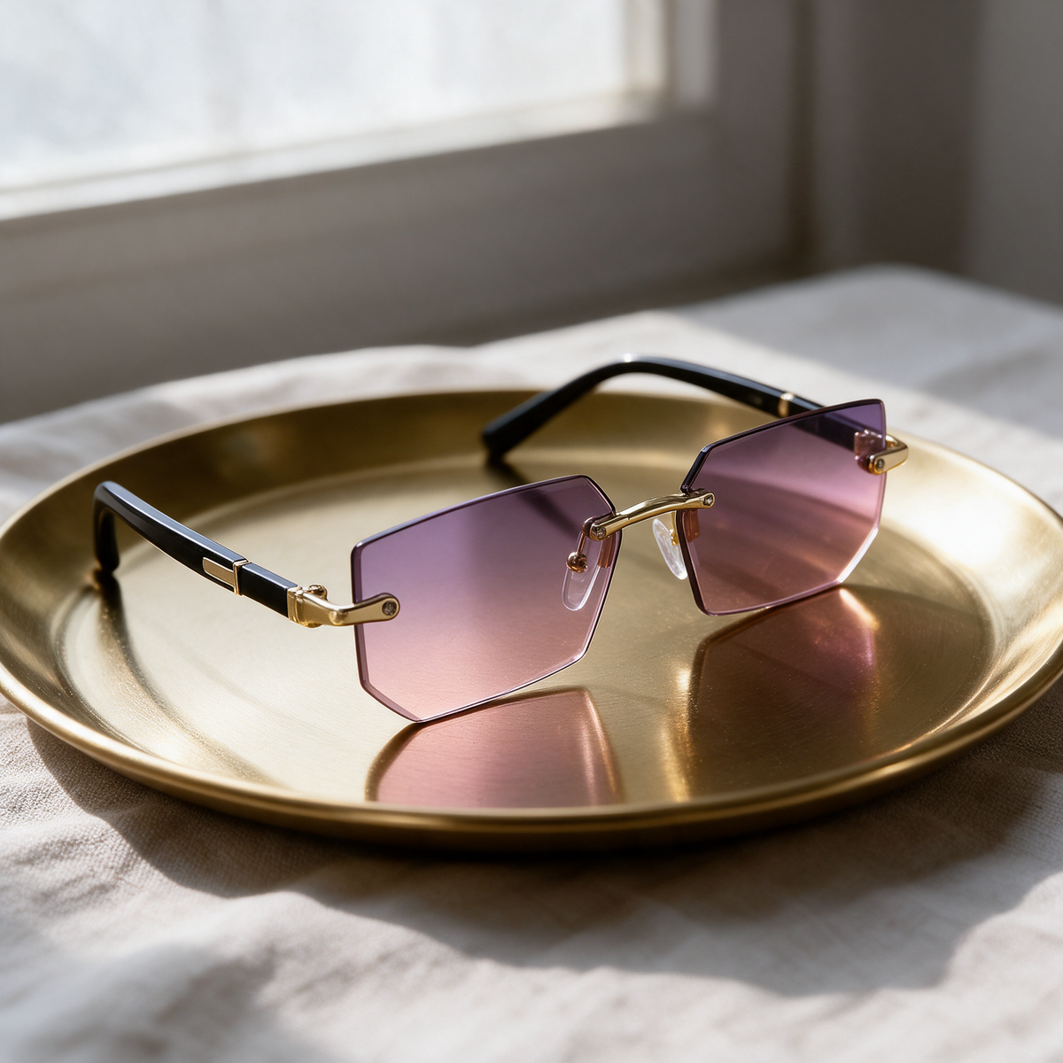 Devero Aria Sonnenbrille Gold / Violett-Rosé Verlauf – Szene