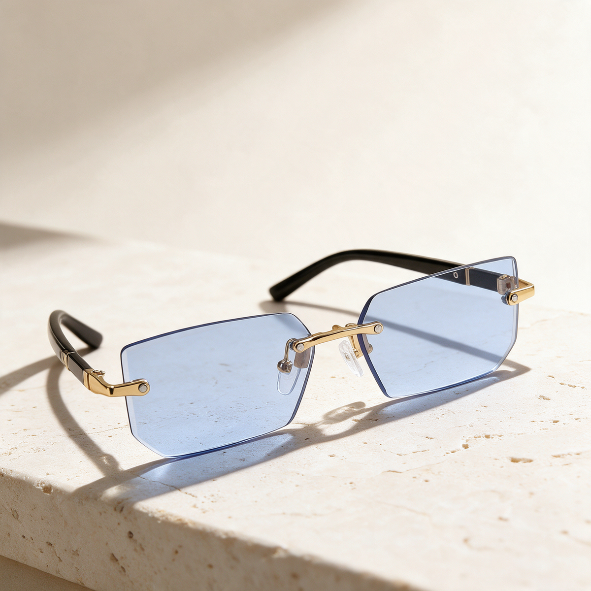 Aria, Montatura Oro · Lenti Azzurro