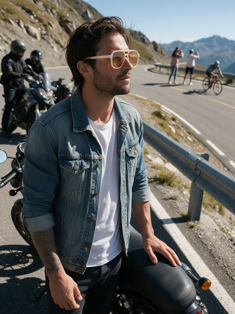 Devero Foehn Sonnenbrille Creme / Pfirsich – getragen