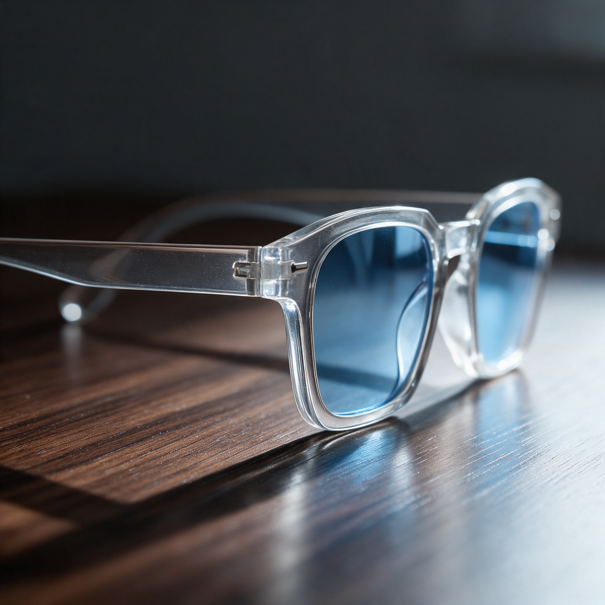 Devero Grat Sonnenbrille Kristall / Hellblau – Seitenprofil