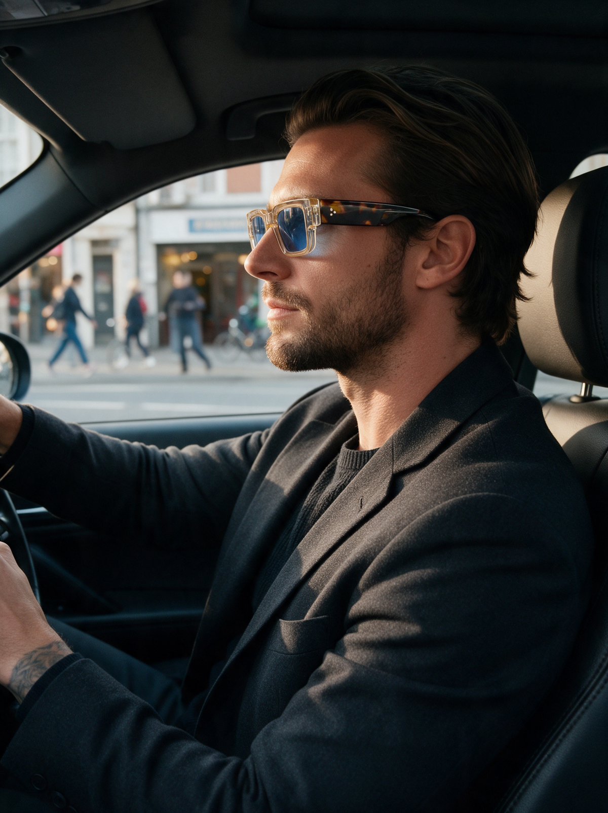 Devero Massif Sonnenbrille Champagner-Havanna / Blau – getragen