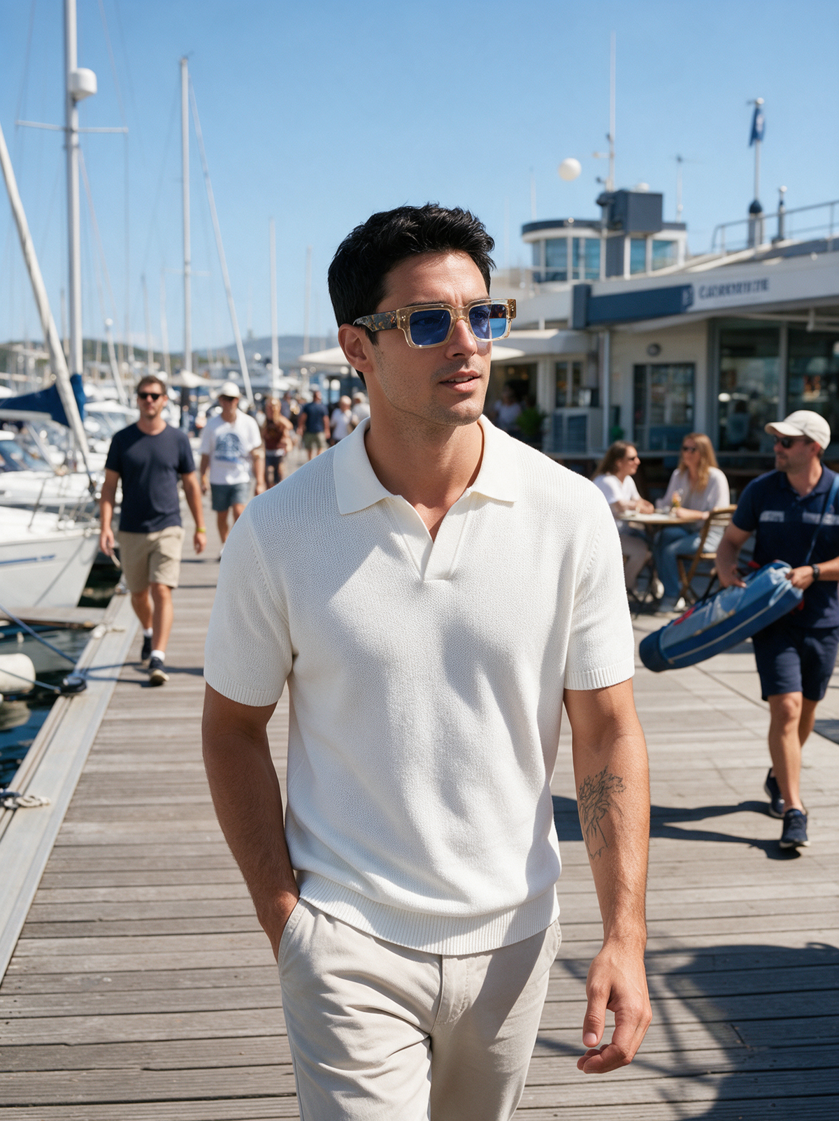 Devero Massif Sonnenbrille Champagner-Havanna / Blau – getragen