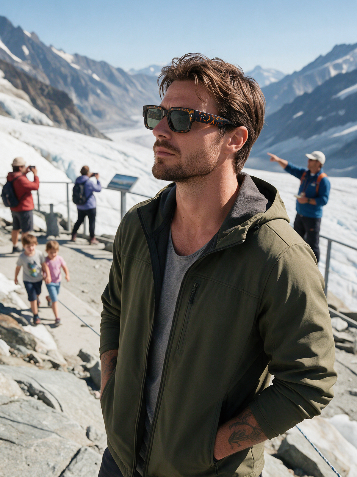 Devero Serac Sonnenbrille Leopard / Grün – getragen