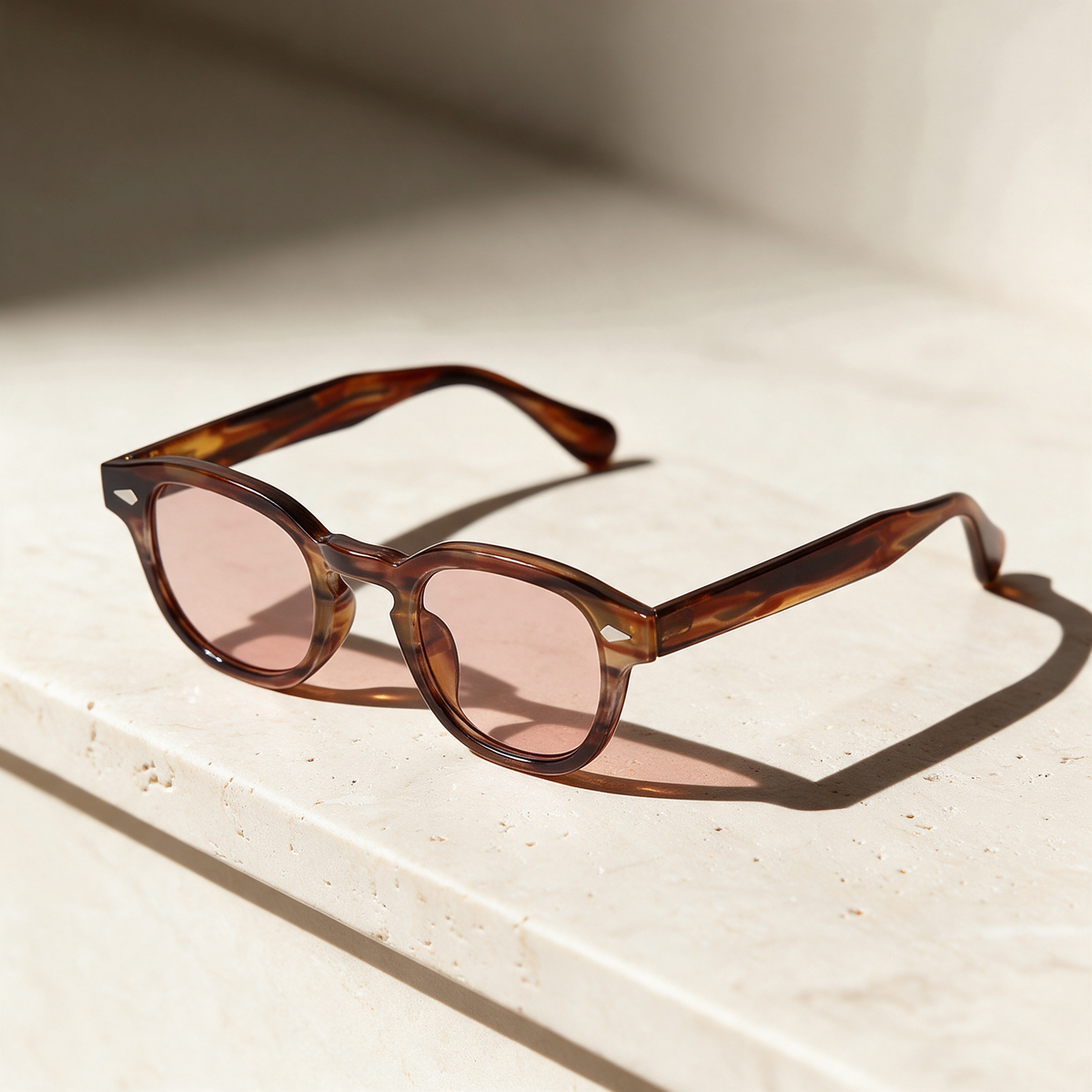 Meridian, Montatura Marrone legno · Lenti Rosa cipria