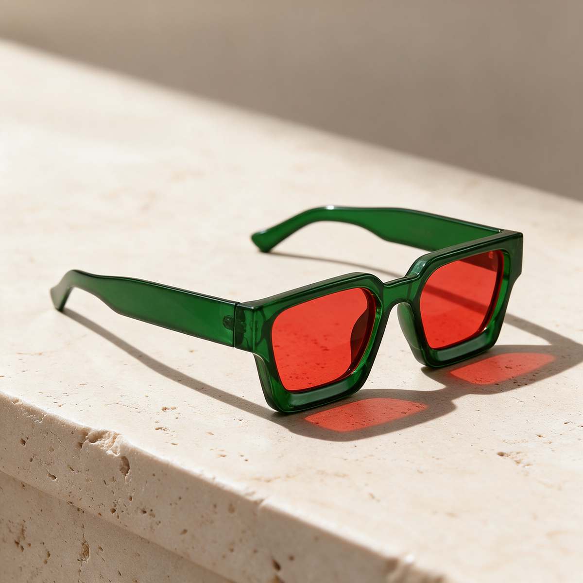 Solis, Frame Green · Lenses Red